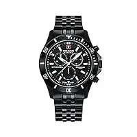swiss military hanowa - 06-5183.13.007 - montre homme - quartz analogique - chronomètre - bracelet acier inoxydable plaqué noir