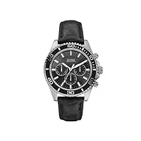 guess - w0171g1 - montre femme - quartz chronographe - bracelet cuir noir