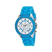 inconnu naf naf - n10049-216 - régate - montre femme - quartz chronographe - cadran blanc - bracelet silicone bleu