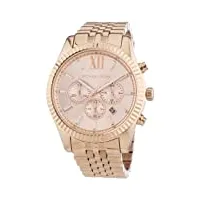 michael kors lexington - montre chronographe avec bracelet en acier inoxydable de ton or rose pour homme mk8319