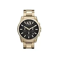 armani exchange montre pour homme, mouvement chronographe à quartz, boîtier en acier inoxydable doré de 45 mm avec bracelet en acier inoxydable, ax2095