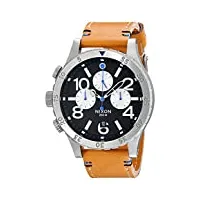 nixon montre chronographe pour homme en acier inoxydable 48-20 gun rose avec bracelet en cuir, naturel/noir, taille unique, chronographe, mouvement à quartz