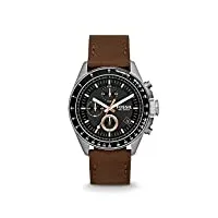 fossil decker montre pour homme, mouvement chronographe à quartz, bracelet en acier inoxydable ou en cuir., marron, 44mm