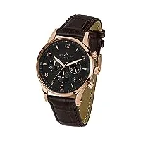 jacques lemans - 1-1654g - london - montre homme - quartz chronographe - cadran noir - bracelet cuir marron