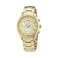 timex - t2p159 - montre femme - quartz chronographe - eclairage/chronomètre - bracelet acier inoxydable plaqué doré