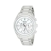 seiko - ssb085p1 - montre homme - quartz chronographe - cadran blanc - bracelet acier gris