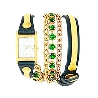 naf naf - n10212-107 - constance - montre femme - quartz analogique - cadran blanc - bracelet cuir vert