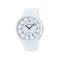 lorus watches - rrx53dx9 - montre femme - quartz analogique - eclairage - bracelet silicone blanc