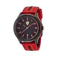 ferrari - 830136 - montre homme - quartz analogique - cadran noir - bracelet silicone rouge