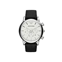 emporio armani montre pour homme, mouvement chronographe à quartz, boîtier en acier inoxydable de 46 mm avec bracelet en cuir, ar1807
