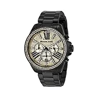michael kors montre chronographe pour femme - plaqué ionique - cadran noir, bracelet