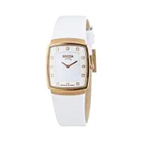 boccia - b3237-03 - montre femme - quartz analogique - bracelet cuir blanc
