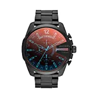 diesel chief series montre pour homme, mouvement chronographe avec bracelet en silicone, acier inoxydable ou cuir, noir et spectre, 51mm
