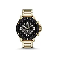 armani exchange montre pour homme, mouvement chronographe, boîtier en acier inoxydable doré de 48 mm avec bracelet en acier inoxydable, ax1511