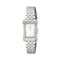 bulova - 96r186 - diamond gallery - montre femme - quartz analogique - cadran blanc - bracelet acier argent
