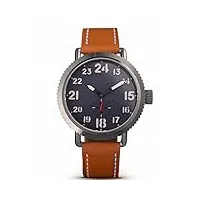 chotovelli montre aviateur homme vintage acier inoxydable étanche bracelet cuir (7200.1)