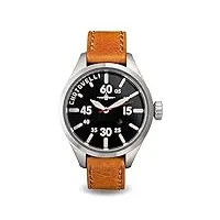 chotovelli montre pilote homme acier inoxydable etanche bracelet en cuir (5200.1)