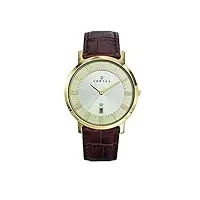 certus - 612357 - montre homme - quartz analogique - cadran doré - bracelet cuir marron