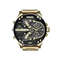 diesel montre pour homme mr. daddy 2.0, mouvement multifonction, boîtier en acier inoxydable doré de 57 mm avec bracelet en acier inoxydable, dz7333
