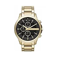 armani exchange montre pour homme, chronographe à quartz, boîtier en acier inoxydable doré de 46 mm avec bracelet en acier inoxydable, ax2137
