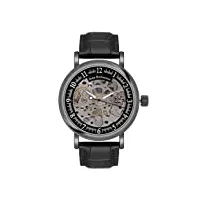 jean bellecour - redh4 - millenium - montre homme - automatique analogique - cadran noir - bracelet cuir noir
