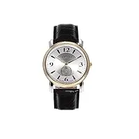 boudier & cie - bssm205 - montre homme - mouvement suisse quartz analogique - cadran argent - boitier doré - bracelet en cuir noir