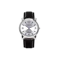 boudier & cie - bssm206 - montre homme - mouvement suisse quartz analogique - cadran argent - bracelet en cuir noir