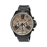 michael kors mk5961 montre chronographe à quartz pour femme en acier inoxydable avec revêtement noir, noir/multicolore., bracelet