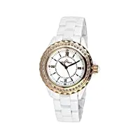 stella maris stm15e3 - montre femme cadran blanc quartz analogique bracelet céramique blanc avec diamants et éléments swarovski