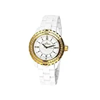 stella maris stm15e5 - montre femme cadran blanc quartz analogique bracelet céramique blanc avec diamants et éléments swarovski