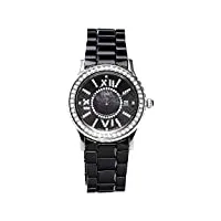 stella maris stm15e7 - montre femme cadran noir quartz analogique bracelet céramique noir avec diamants et éléments swarovski