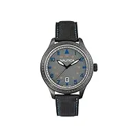 nautica hommes analogique quartz montre avec bracelet en cuir a11110g