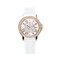 stella maris stm15p3 - montre femme cadran blanc quartz analogique bracelet céramique blanc avec diamants et éléments swarovski