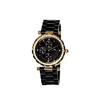 stella maris stm15r8 - montre femme quartz analogique cadran noir bracelet céramique noir avec diamants et éléments swarovski