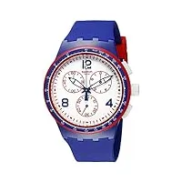 swatch montre unisexe susz100 originals à affichage analogique à quartz suisse, bleu, standard pour homme, chronographe, bleu, men's standard, chronographe