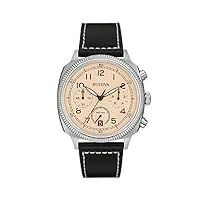 bulova - 96b231 - military - montre homme - quartz chronographe - cadran beige - bracelet cuir noir
