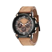 police - p14378jsb-11 - montre homme - quartz - analogique - bracelet cuir marron