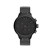 armani exchange montre pour homme, mouvement chronographe à quartz, boîtier en acier inoxydable noir de 49 mm avec bracelet en acier inoxydable, ax1277