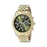 michael kors mk8446 montre chronographe à quartz pour homme avec bracelet en acier doré et cadran vert, vert, bracelet