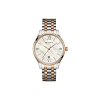 bulova - 98s150 - ladies diamond - montre femme - quartz analogique - cadran nacre - bracelet acier plaqué multicolore