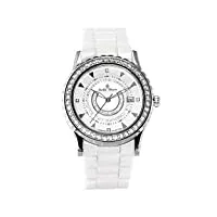 stella maris stm15z1 - montre femme quartz analogique cadran blanc bracelet céramique blanc avec diamants et éléments swarovski