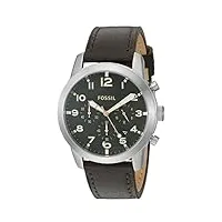 fossil pilot 54 fs5143 montre chronographe pour homme cadran noir bracelet en cuir