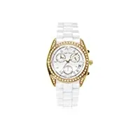 stella maris - stm15f6 - montre femme - quartz analogique - cadran blanc - bracelet céramique blanc