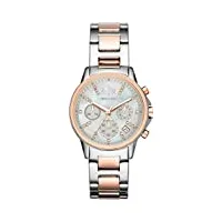 armani exchange montre pour femmes, chronographe à quartz, boîtier en acier inoxydable de 36 mm, 2t/rose avec bracelet en acier inoxydable, ax4331