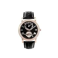 boudier & cie - b15h5 - montre homme - mouvement automatique - affichage analogique - cadran noir - bracelet cuir noir