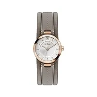 s.oliver - so-3120-lq - montre femme - quartz - analogique - bracelet cuir marron
