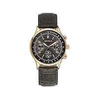 orphelia - 81507 - montre homme - quartz - chronographe - chronomètre - aiguilles - luminescent - bracelet cuir gris