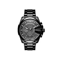 diesel chief series montre pour homme, mouvement chronographe avec bracelet en silicone, acier inoxydable ou cuir, fusain, 51mm