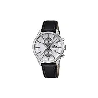 lotus montre pour homme 18313/1 outlet boîtier en acier inoxydable gris bracelet en cuir noir