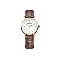 maurice lacroix el1094-pvp01-150-1 montre à quartz analogique pour femme avec bracelet en cuir, blanc., sangles